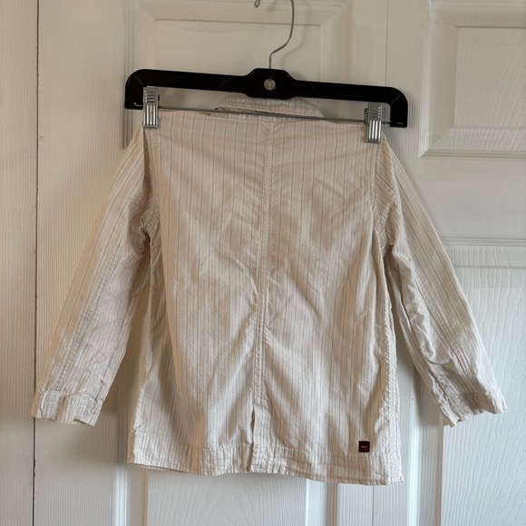 Tea Collection Boys Ivory Stripe Blazer Suit Jacket Cotton S 4-5 Formal Pocket - Picture 4 of 7